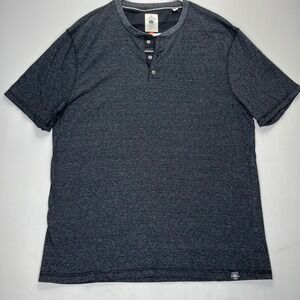 Copper & Oak Henley Shirt Mens Large Gray Space Dye Short Sleeve Cotton BlendTee
